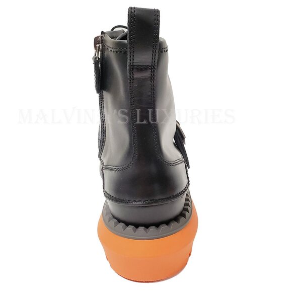 GUCCI BOOTS MENS GG LOGO CANVAS BLACK LEATHER LACE UP ANKLE sz 8 8.5 US - Picture 11 of 16